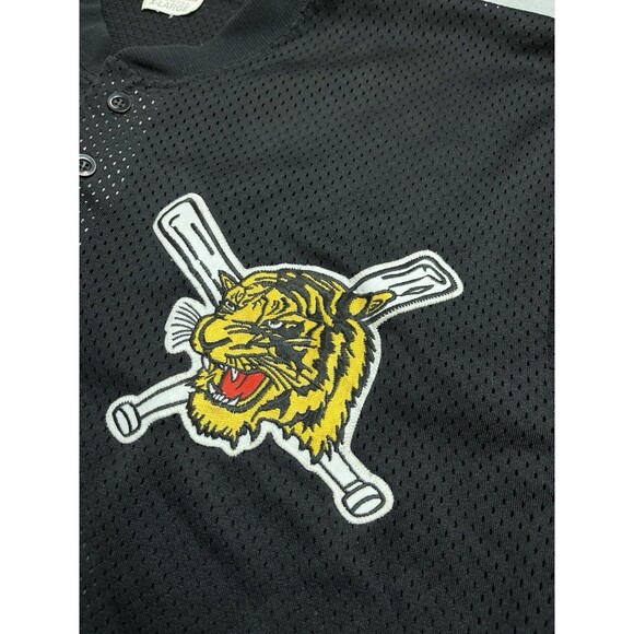 Vintage Don Alleson Athletic Black Baseball 2 Button Jersey Tiger Logo Mesh XL - Picture 3 of 9